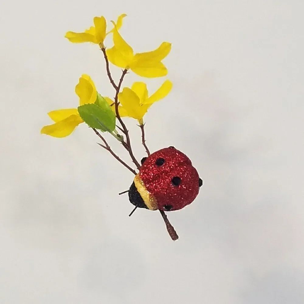 Glitter Clip on Red Ladybug Tree Ornament Home Decor Arts Crafts